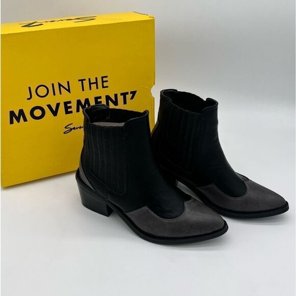 Seven7 Shoes - SEVEN7 | Tuxedo Tex Ankle Booties | Black Vegan Leather | Sizes 6 & 9